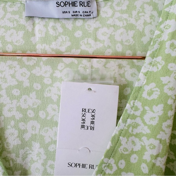 New Sophie Rue Floral Print Tie Back Peplum Deep Front V-neck Blouse Top - Picture 6 of 8